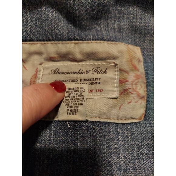 Abercrombie & Fitch Women's Medium Jean Jacket Vintage Button-Up Distressed - Picture 8 of 10